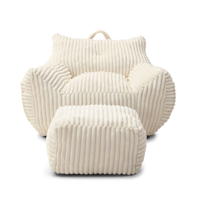 Giant Bean Bag Chair With Armrests And Footstool