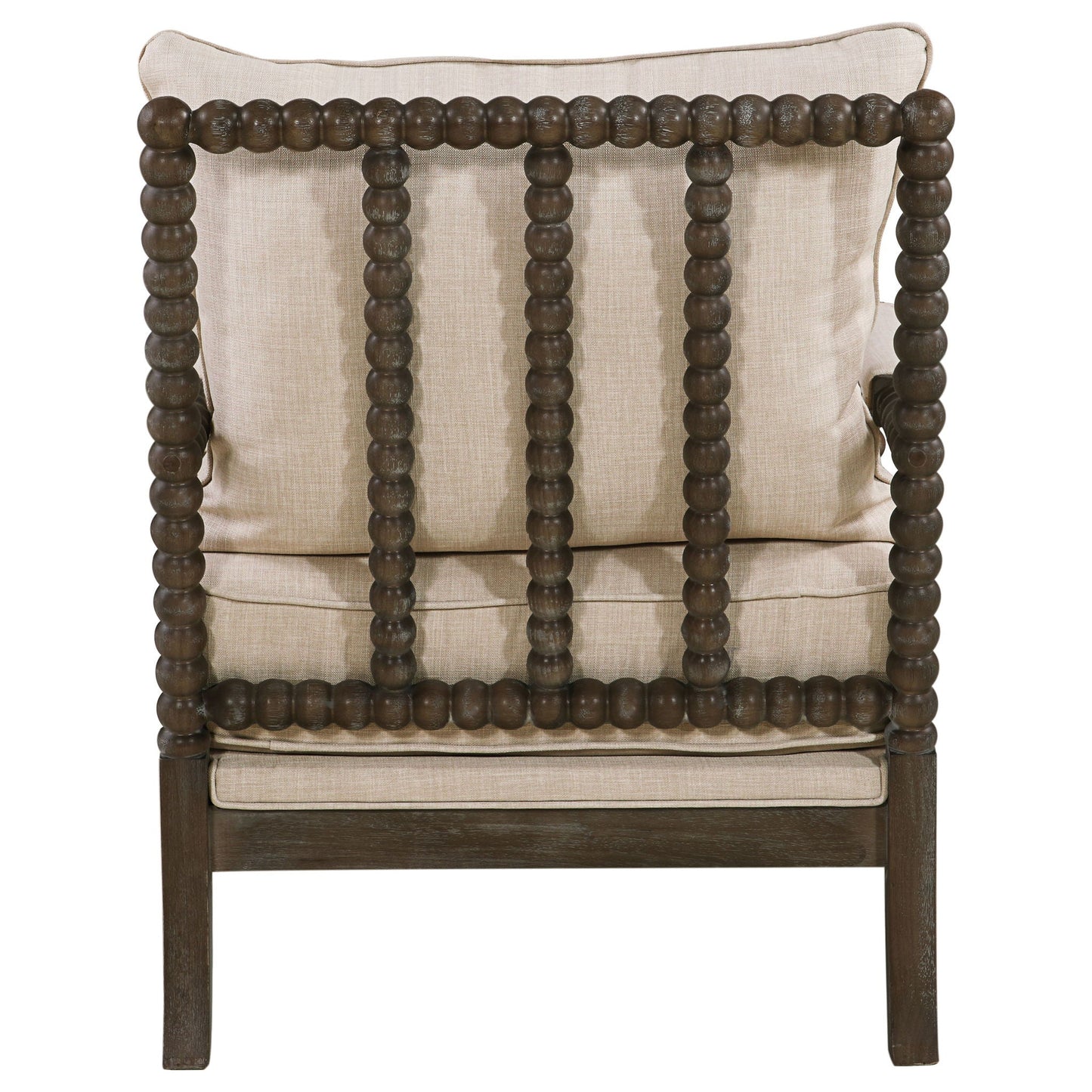 Blanchett Upholstered Bobbin Accent Chair Beige and Distressed Brown